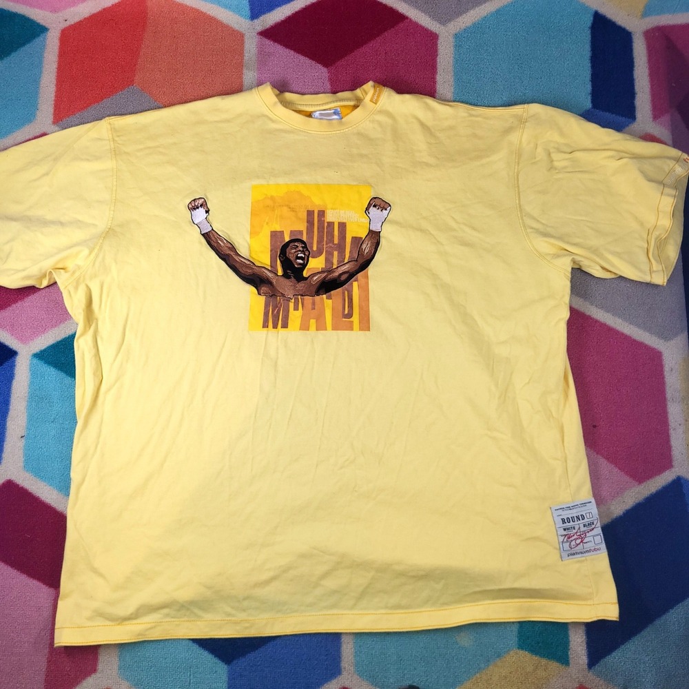 Vintage Platinum FUBU Muhammad Ali Graphic‎ T Shirt Yellow Menswear